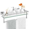 thumbnail image 1 of Bathroom Glass Shelf with Full-coverage Railing, Floating Tempered Glass Bathroom Wall Shelf Rectangle 20 Inch Over The Toilet Storage Cabinet, Towels, Gaming Floating Shelves, Bathroom Accessories, 1 of 8