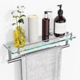 thumbnail image 1 of Bathroom Glass Shelf with Railing, Floating Tempered Glass Bathroom Wall Shelf Rectangle 16 Inch Over The Toilet Storage Cabinet, Gaming Floating Shelves, Bathroom Accessories and Home Decor, 1 of 11