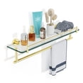 thumbnail image 1 of Bathroom Glass Shelf with Railing, Floating Tempered Glass Bathroom Wall Shelf Rectangle 20 Inch Over The Toilet Storage Cabinet, Gaming Floating Shelves, Bathroom Accessories and Home Decor, 1 of 9