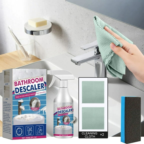 Bathroom Glass Tile Cleaner 60ml Powerful Descaler Multipurpose Foam Spray Removes Limescale Soap Scum Stain for Faucets Bathtubs Sinks Easy Application Weekly Price Drops & Special Offers
