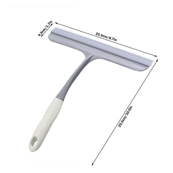 Bathroom Glass Wiper Squeegee,10" Silicon Class Scraper,Streak-Free Silicone Blade,2PC (White)