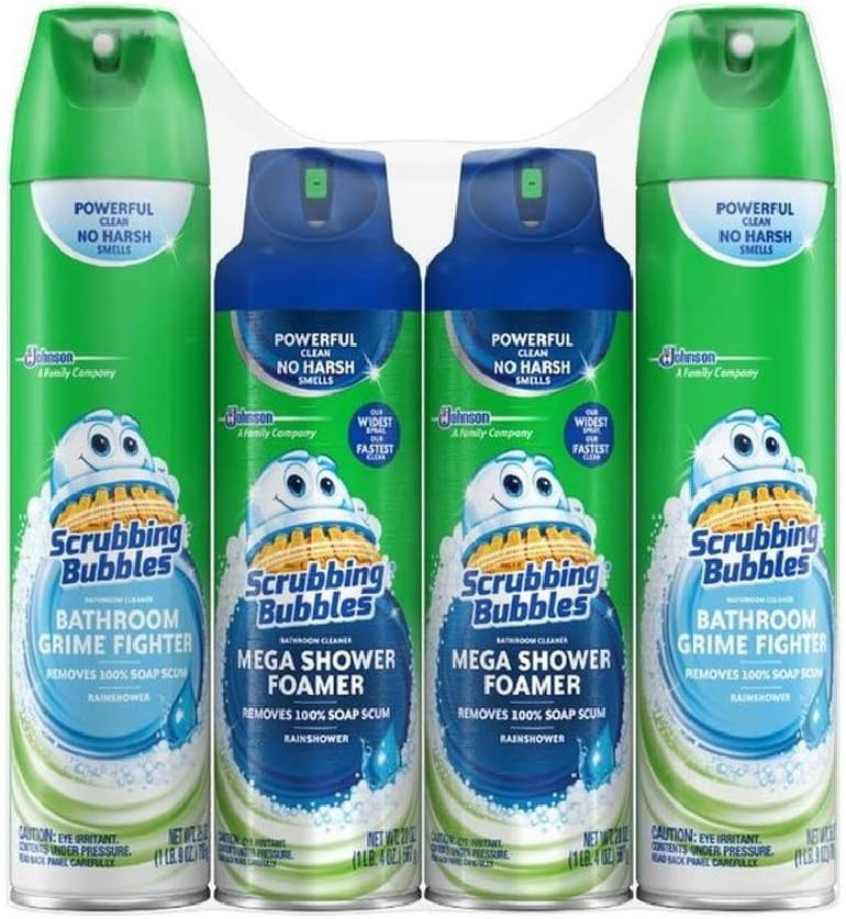Bathroom Grime Fighter, Shower Foamer 4 Pack Total 90 Oz