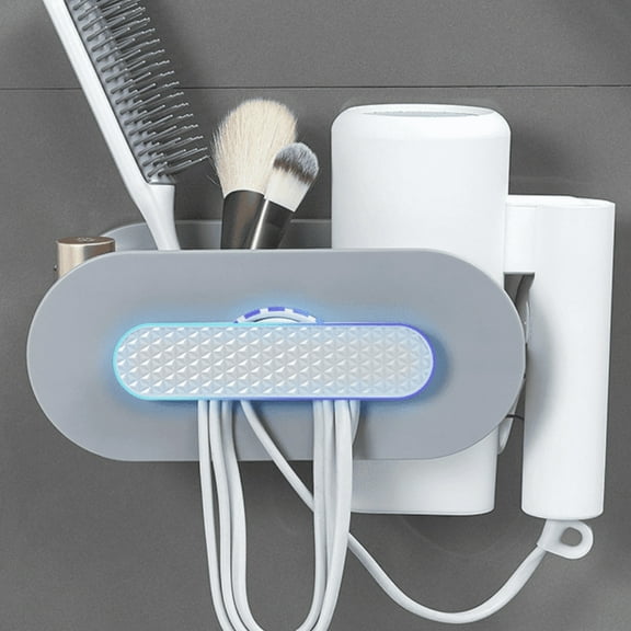 Bathroom Hair Tool Organizer, Blow Dryer Holder Wall Mounted Hot Tool Holder for Curling Iron Hair Straightener Hair Styling Tools Storage, White