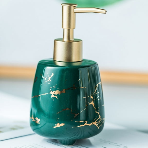Bathroom Hand Soap Shampoo Shower Gel Bottle Green,1* Bottle,Soap Dispenser for Bathroom Ceramic Hand Soap Dispenser W/ Pattern Commercial Lotion Pump Bottle for Kitchen Home Decoration