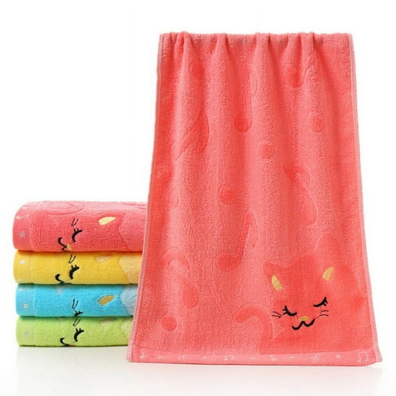 Bathroom Hand Towels for Kids, Soft 100% Cotton Towel Highly Hand Towel with Cartoon Cat Pattern for Bathing Hand/Face Washing
