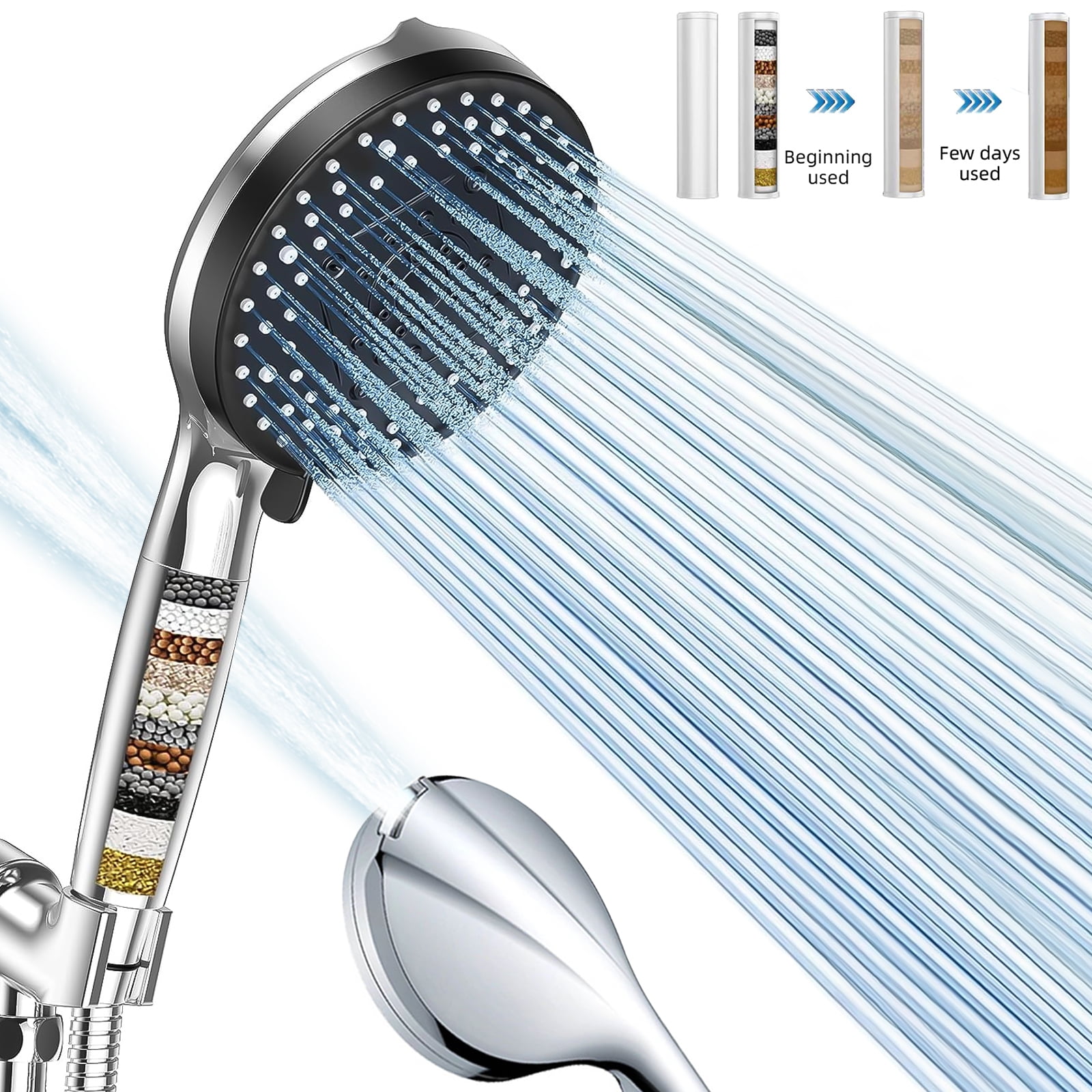 Bathroom Handheld Shower Head with off Switch, Water Saving Removable