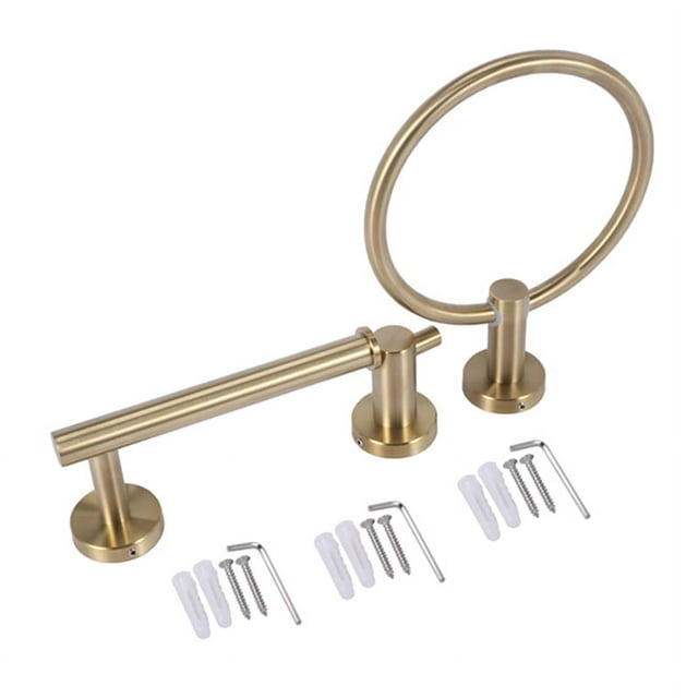 Bathroom Hardware Accessories Set 3Piece Gold Brushed Bathroom