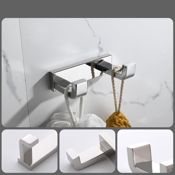 Bathroom Hardware Accessories Set Polished Chrome Towel Bar Set Square ...