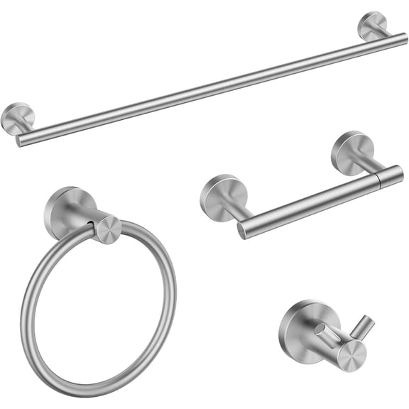 Bathroom Hardware Accessories Set, Stainless Steel Towel Bar Set, Modern Towel Racks Holder for Bathroom, Toilet Paper Holder Wall Mounted 4 Pieces(24" Bar, Matte Black)