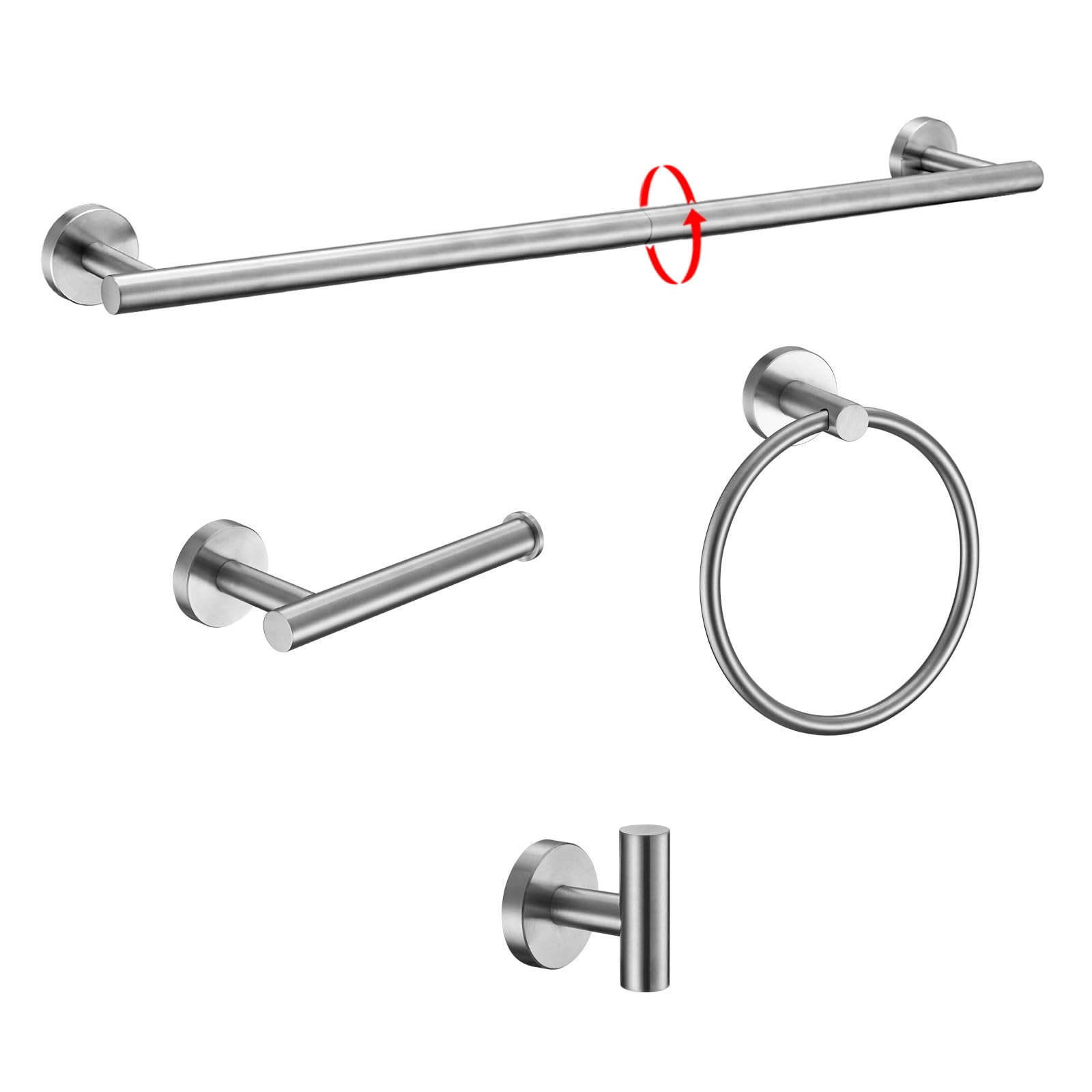 Bathroom Hardware Accessories Set Towel Bar Set Brushed Nickel 4-Pieces ...