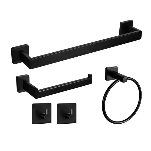 Bathroom Hardware Set, 5Piece Matte Black Bath Accessories Set Wall