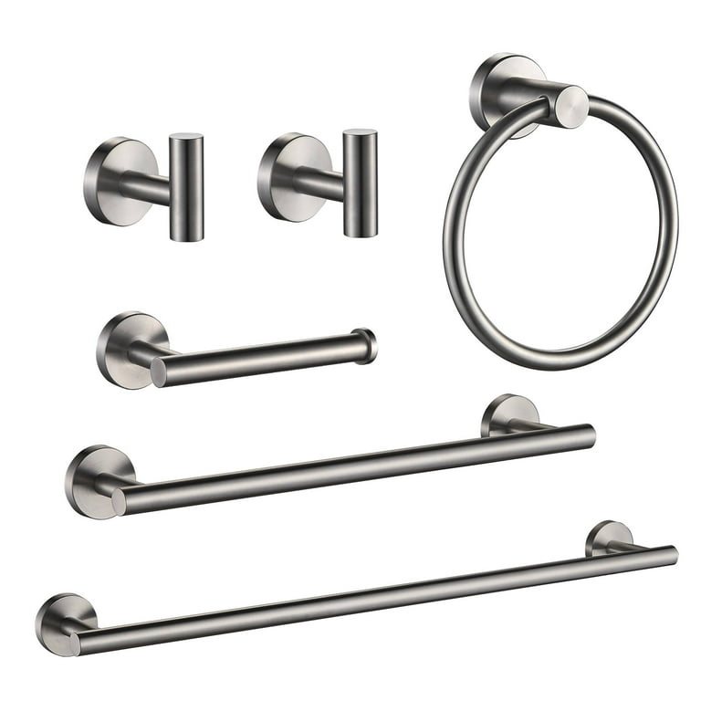 6-Piece Stainless Steel Brushed Nickel Bathroom Towel Rack Set Wall Mount