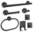 Bathroom Hardware Set, 7Piece Matte Black Bath Accessories Set Wall