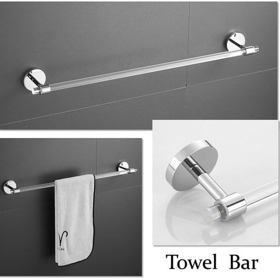 Bathroom Hardware Set Acrylic Chrome - Bathroom Accessories Set Towel Bar Rack Set - Wall Mounted Bath Towel Holder Toilet Paper Holder Set 4 Pieces