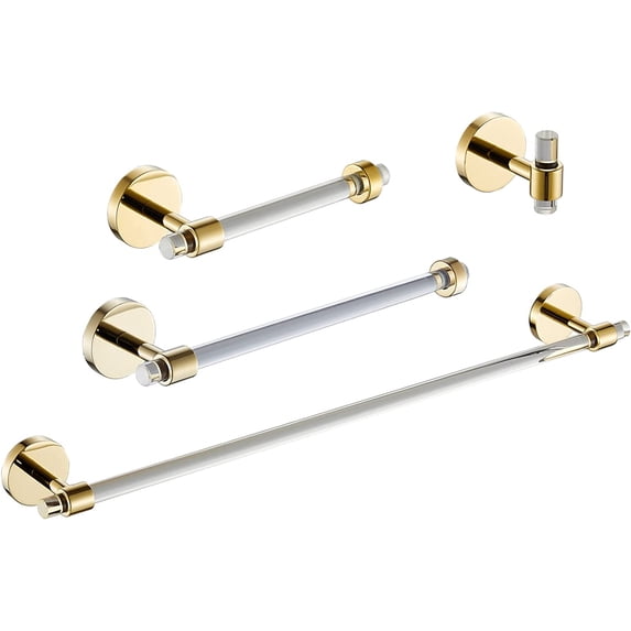 Bathroom Hardware Set Acrylic Gold - Bathroom Accessories Set Towel Bar Towel Rack Set - Wall Mounted Bath Towel Holder Toilet Paper Holder Set 4 Pieces