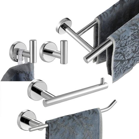 Bathroom Hardware Set Oil Rubbed Bronze, 5-Piece Bath Accessories Set Wall Mount Includes 24 in Towel Bar, 9 in HT Bar, TP Holder, Towel Hook x 2, BAS105-ORB