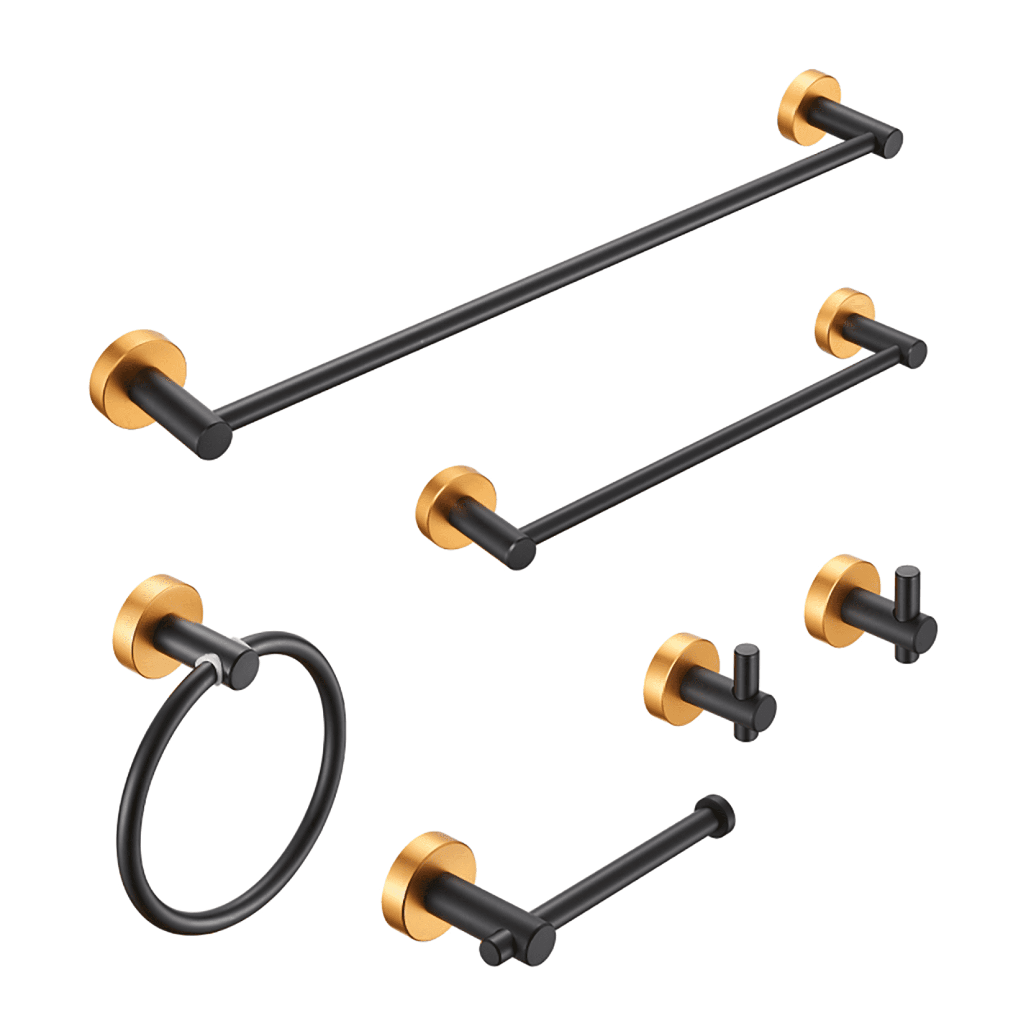 Bathroom Hardware Set, Thicken Space Aluminum 6 PCS Towel bar Set Wall Mounted