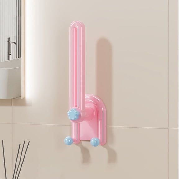 Bathroom Headband Holder, Wall Mounted Hair Accessories Organizer, Plastic Hair Clips Rubber Bands Storage Rack, Adjustable Hook Arm, Adhesive Installation, Beige Pink Yellow