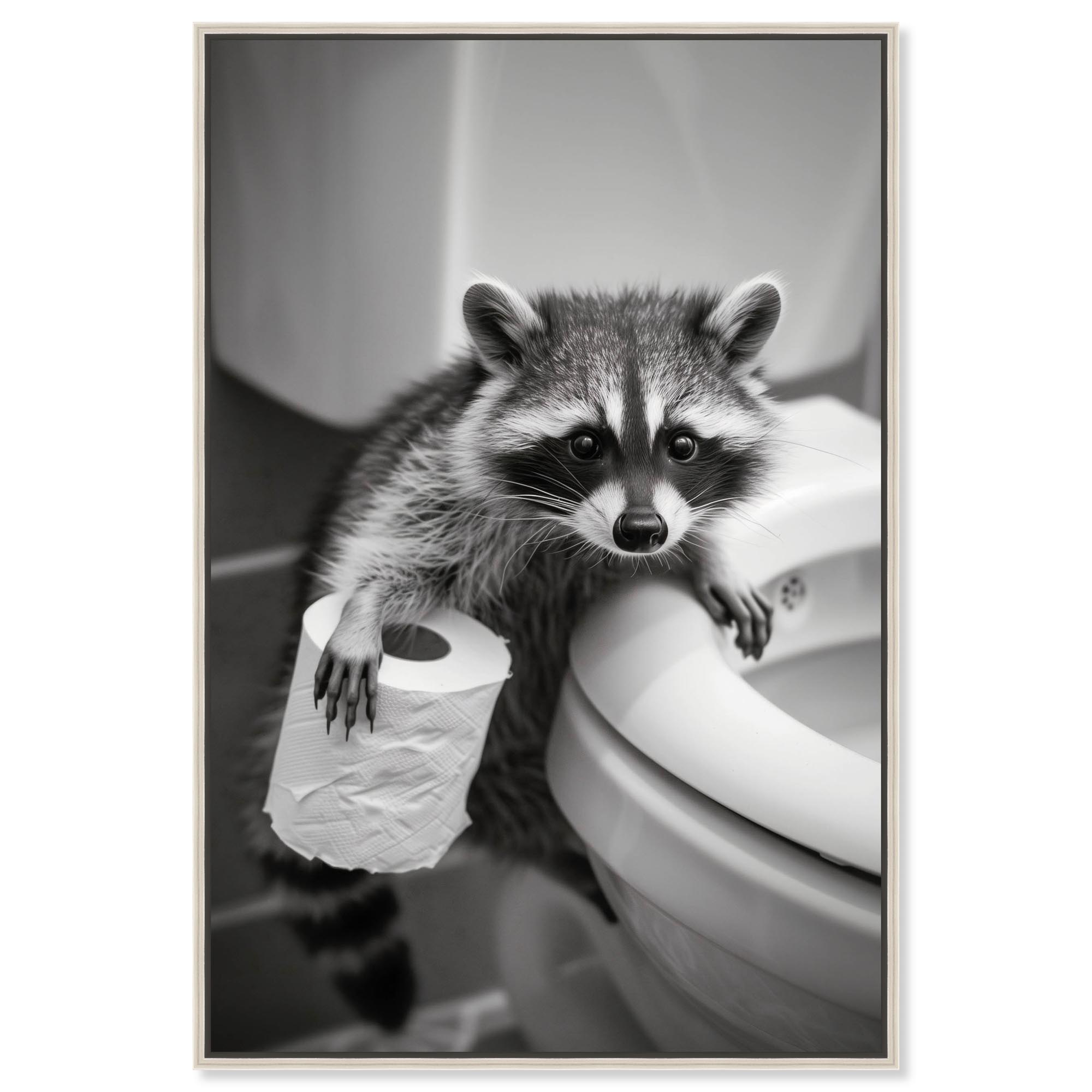 Bathroom Helper Raccoon Canvas Print Bathroom Wall Decor by Art Remedy ...