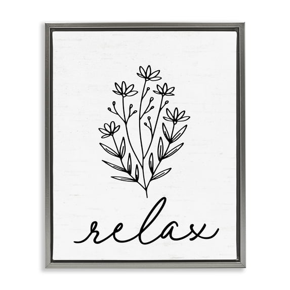 Stupell Industries Modern Bathroom Herb Relax Gray Floating Frame Canvas Art, 17 x 21, by Lettered and Lined