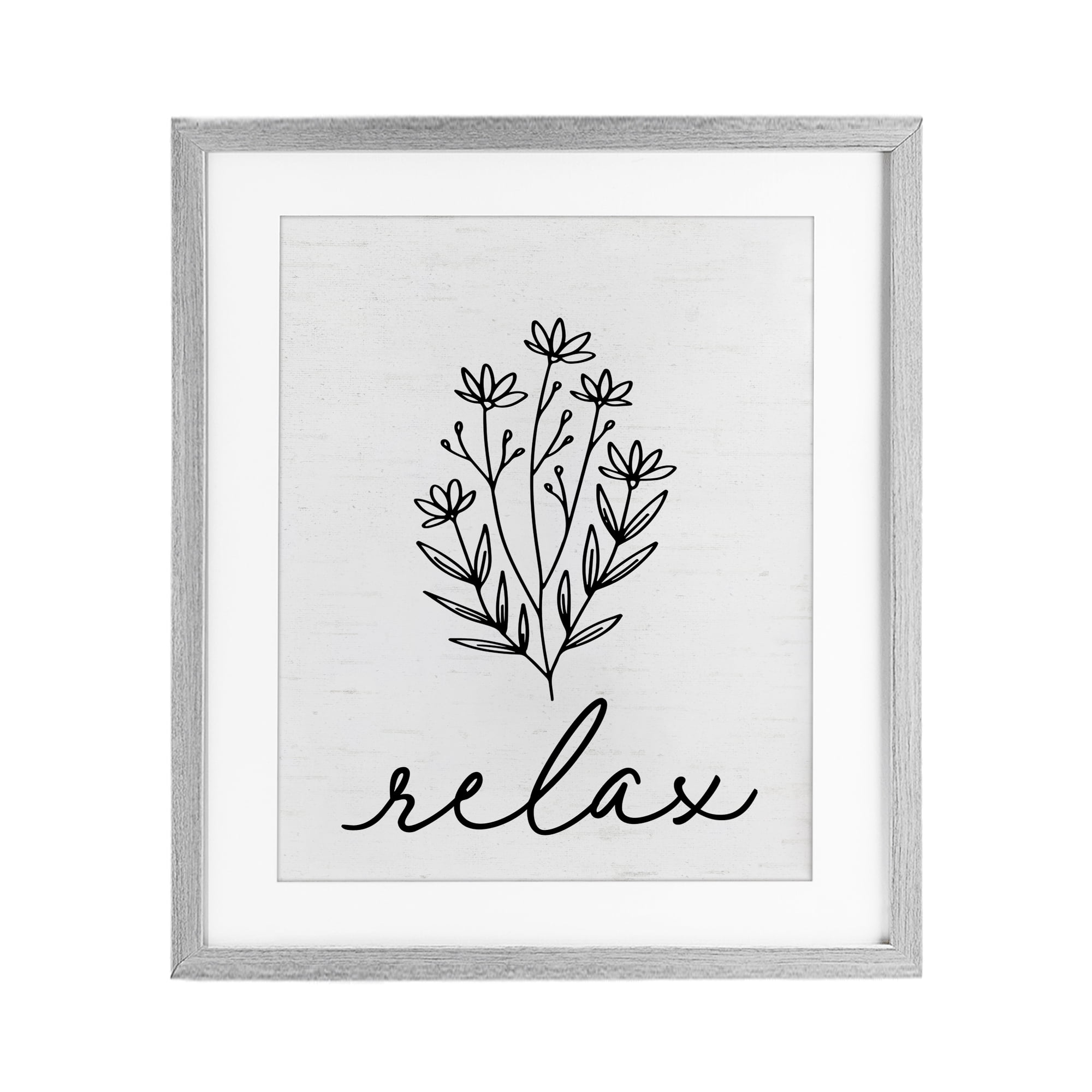 Bathroom Herb Relax Gray Framed Print Under Glass, design by Lettered and Lined