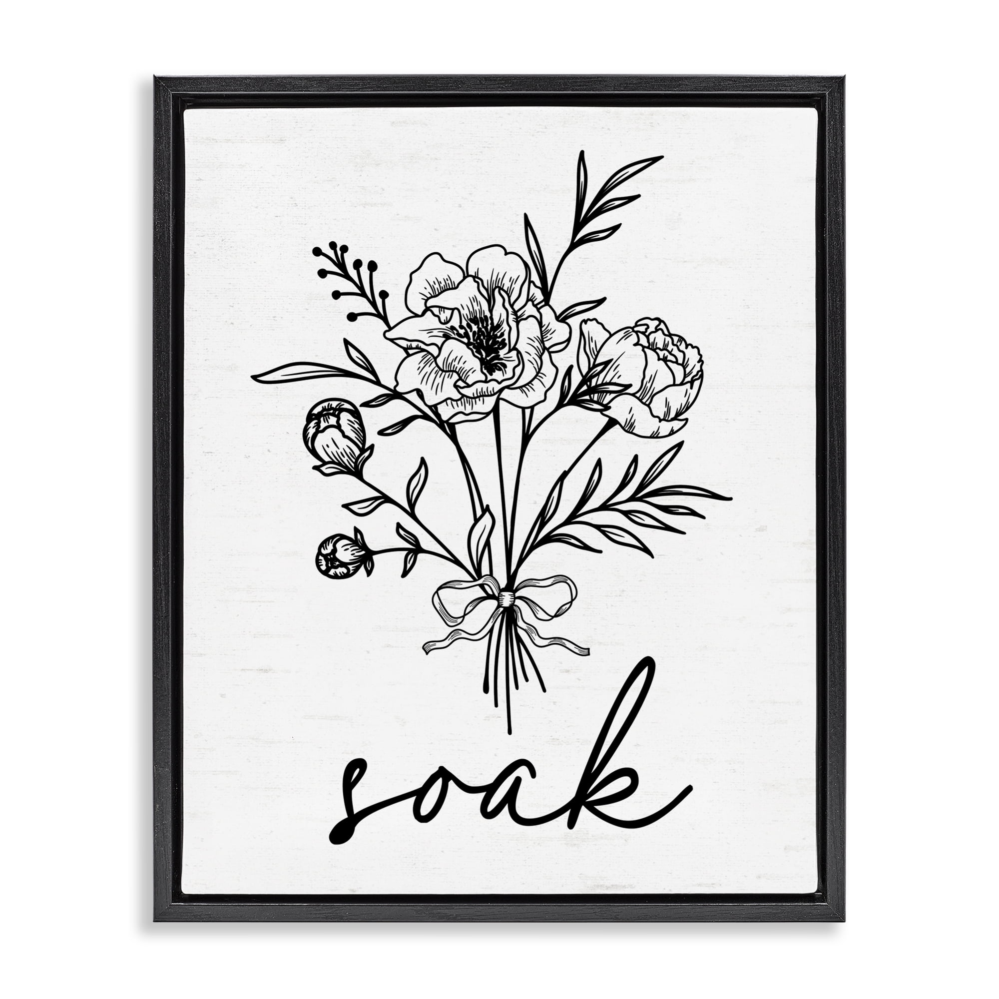 Bathroom Herb Soak Black Framed Floater Canvas Wall Art, design by Lettered and Lined