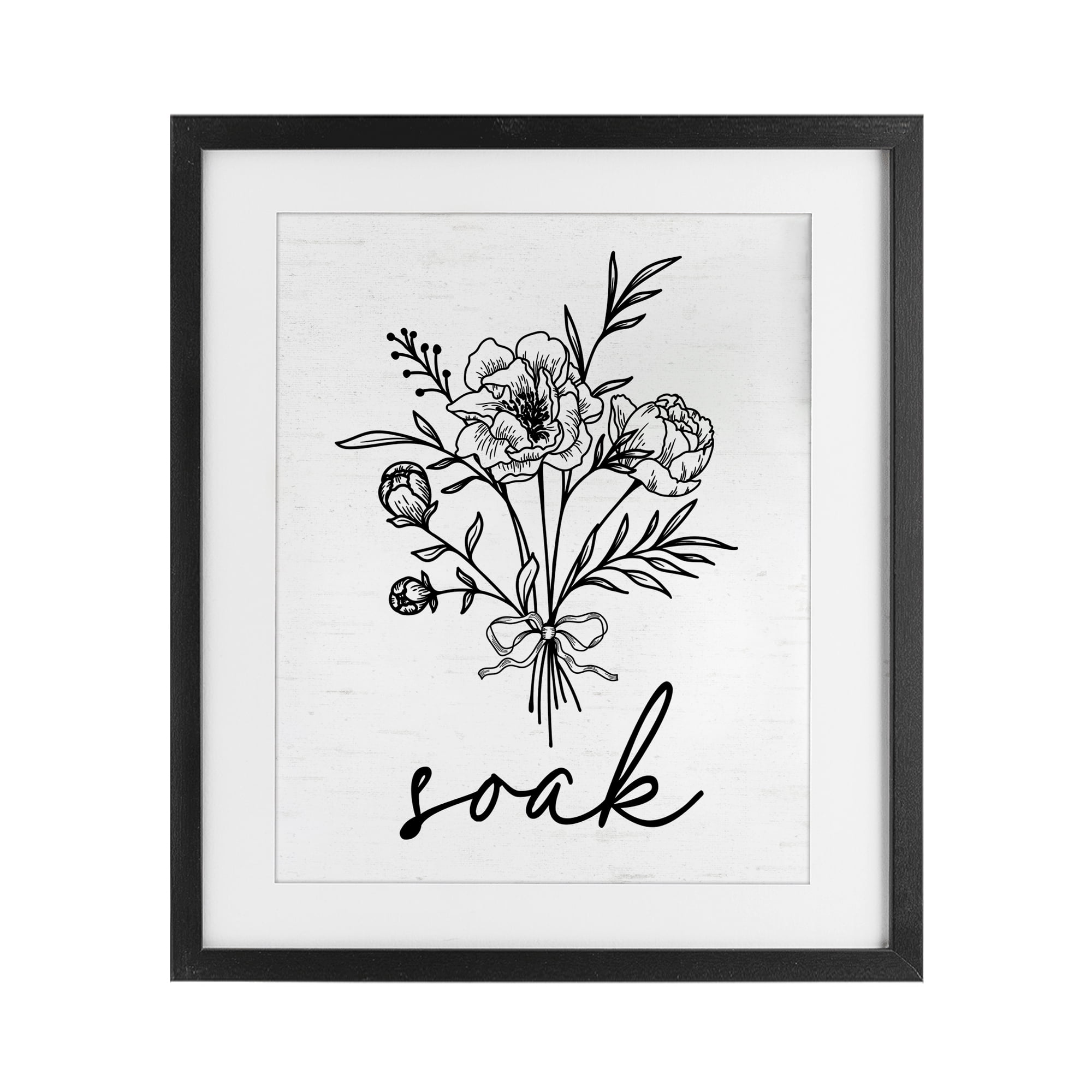 Bathroom Herb Soak Black Framed Print Under Glass, design by Lettered and Lined