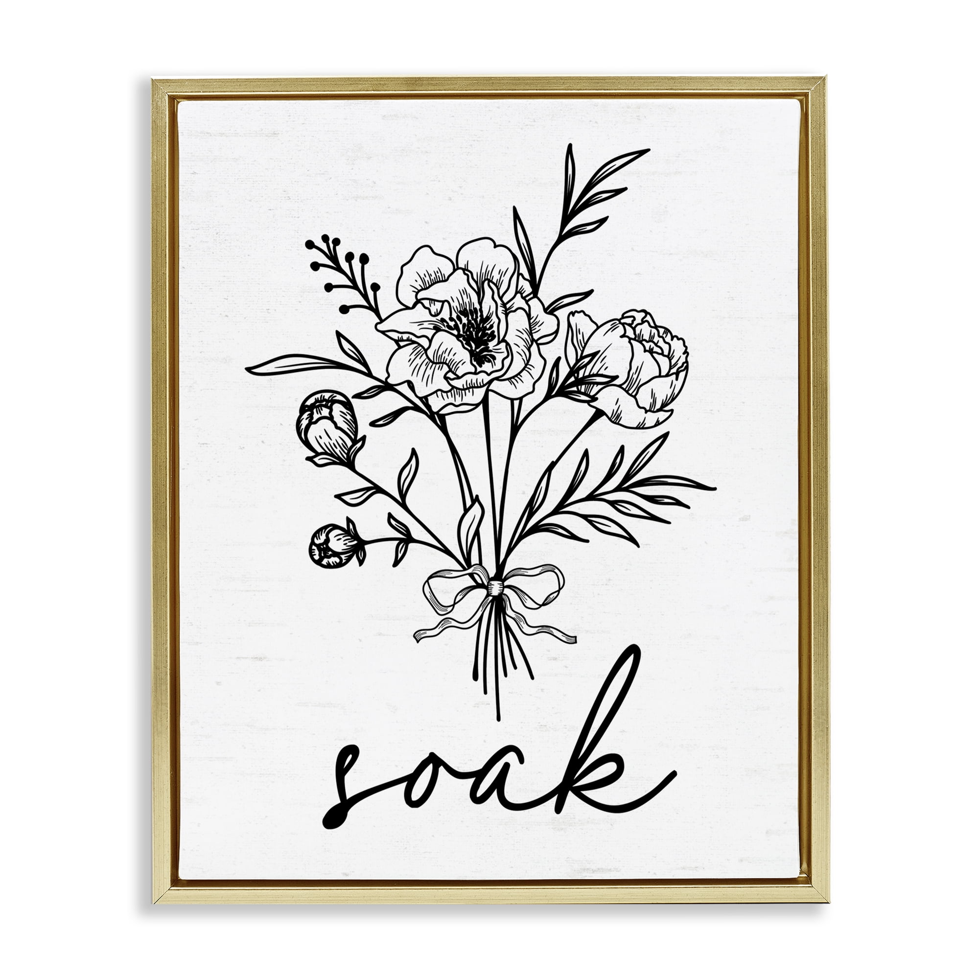 Bathroom Herb Soak Gold Framed Floater Canvas Wall Art, design by Lettered and Lined