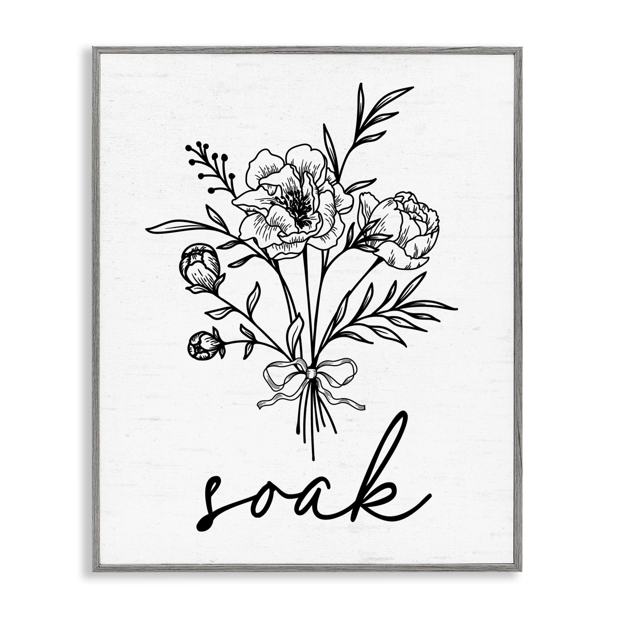 Bathroom Herb Soak Gray Framed Giclee Art, design by Lettered and Lined