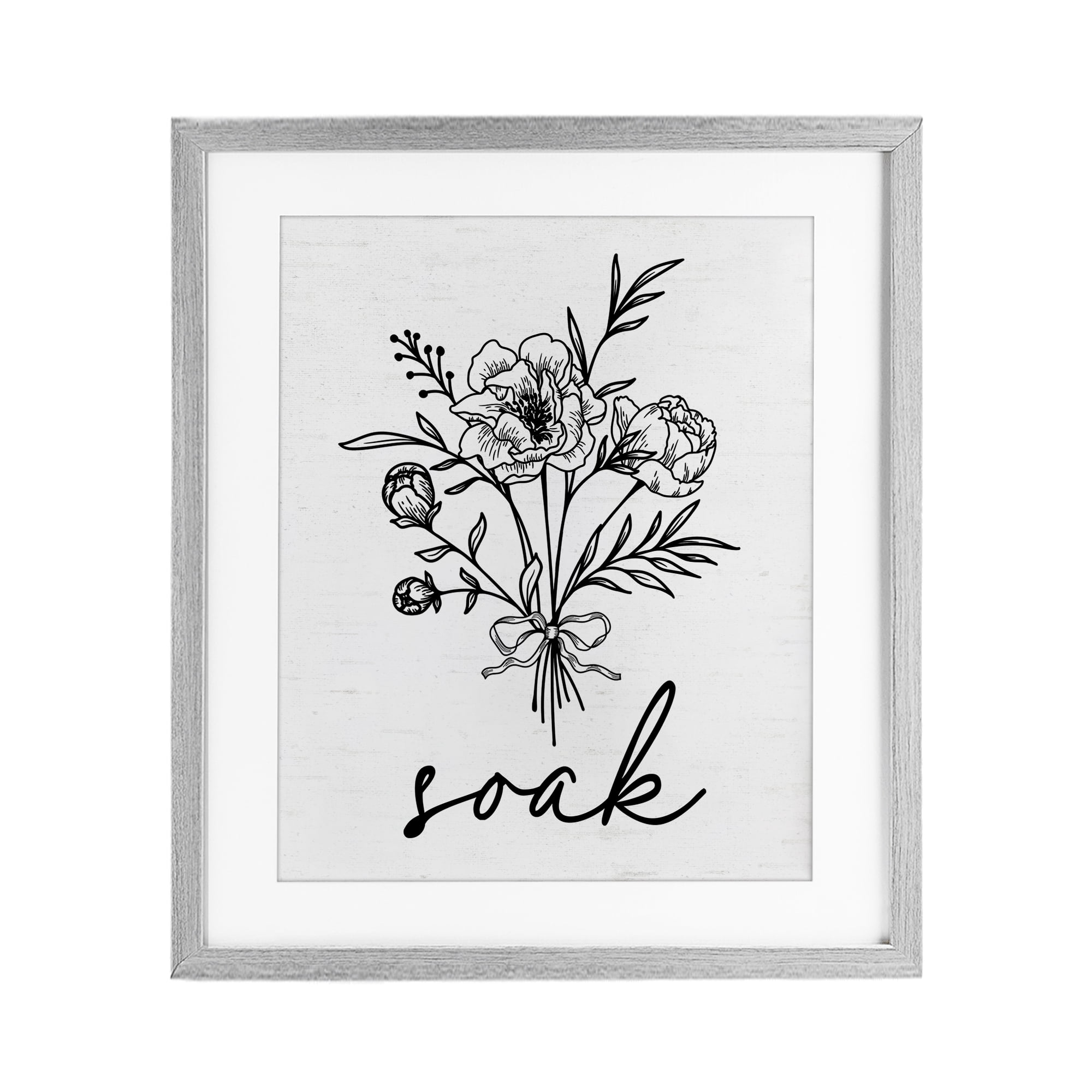 Bathroom Herb Soak Gray Framed Print Under Glass, design by Lettered and Lined