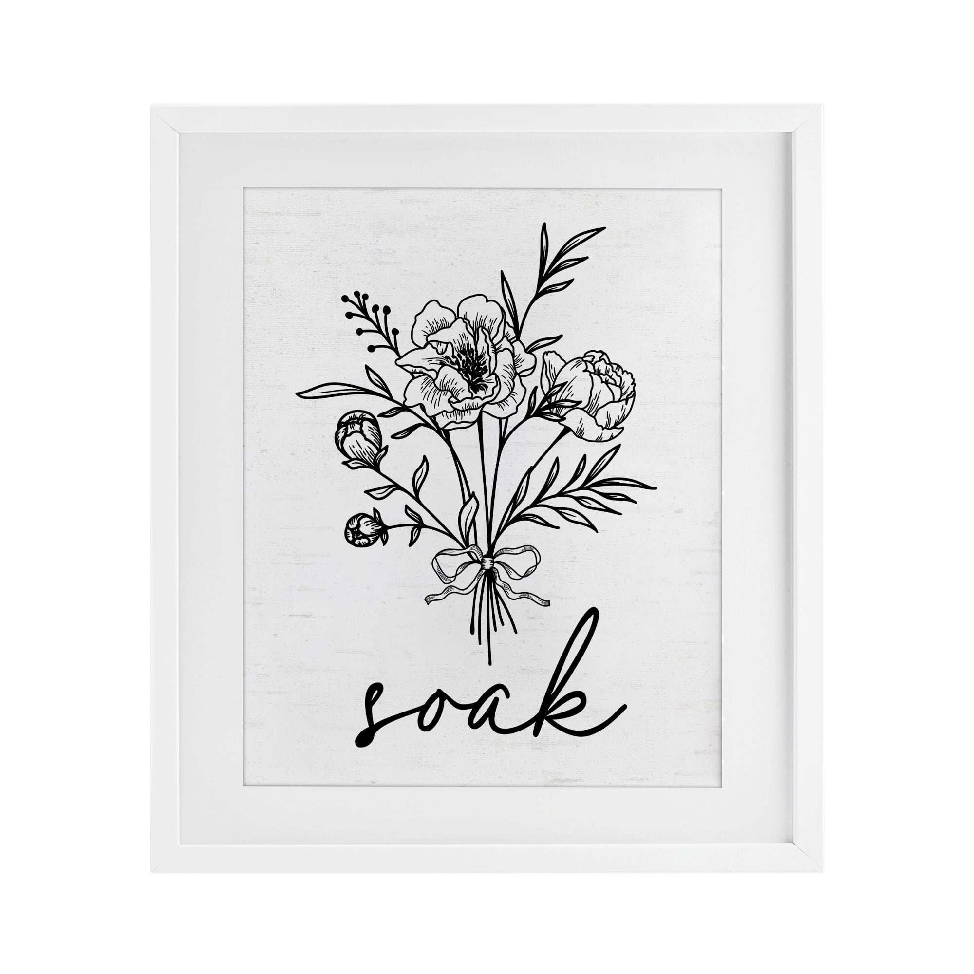 Bathroom Herb Soak White Framed Print Under Glass, design by Lettered and Lined