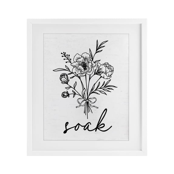 Bathroom Herb Soak White Framed Print Under Glass, design by Lettered and Lined