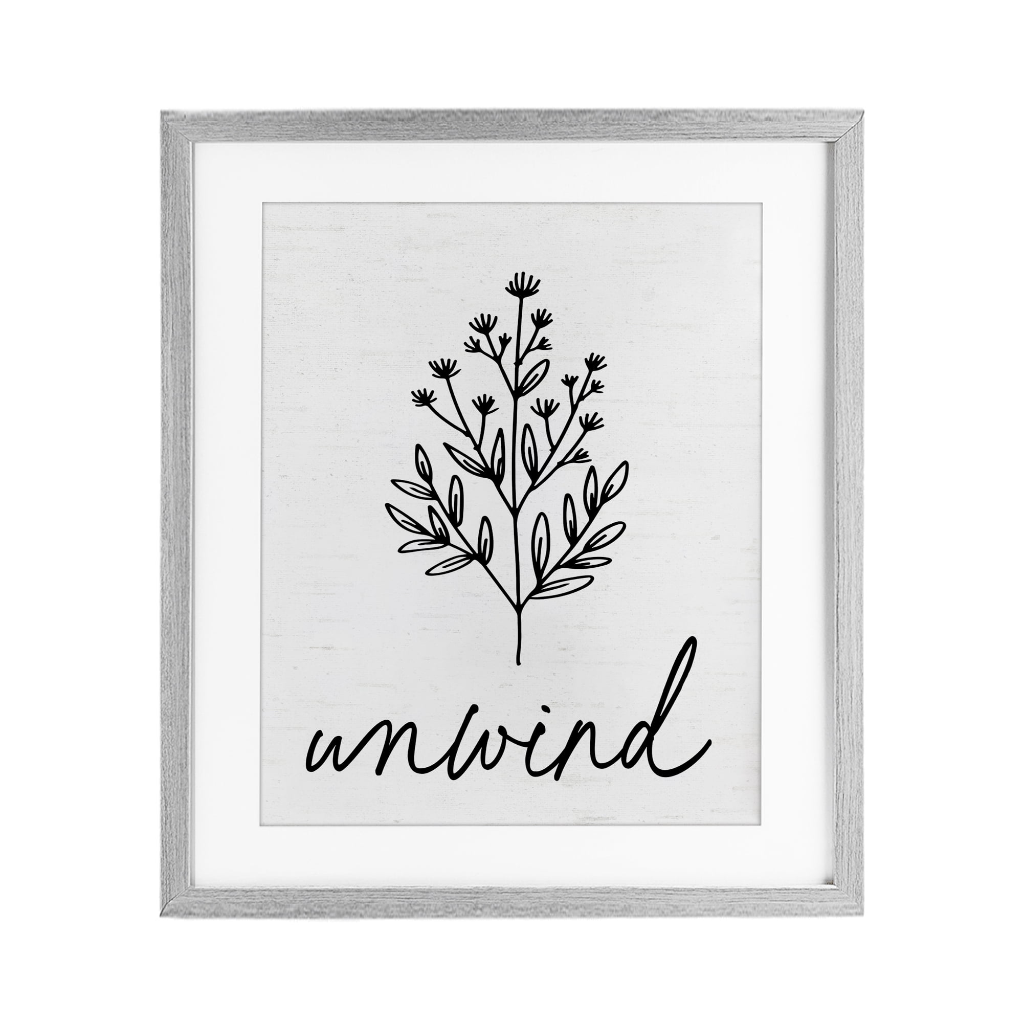 Bathroom Herb Unwind Gray Framed Print Under Glass, design by Lettered and Lined