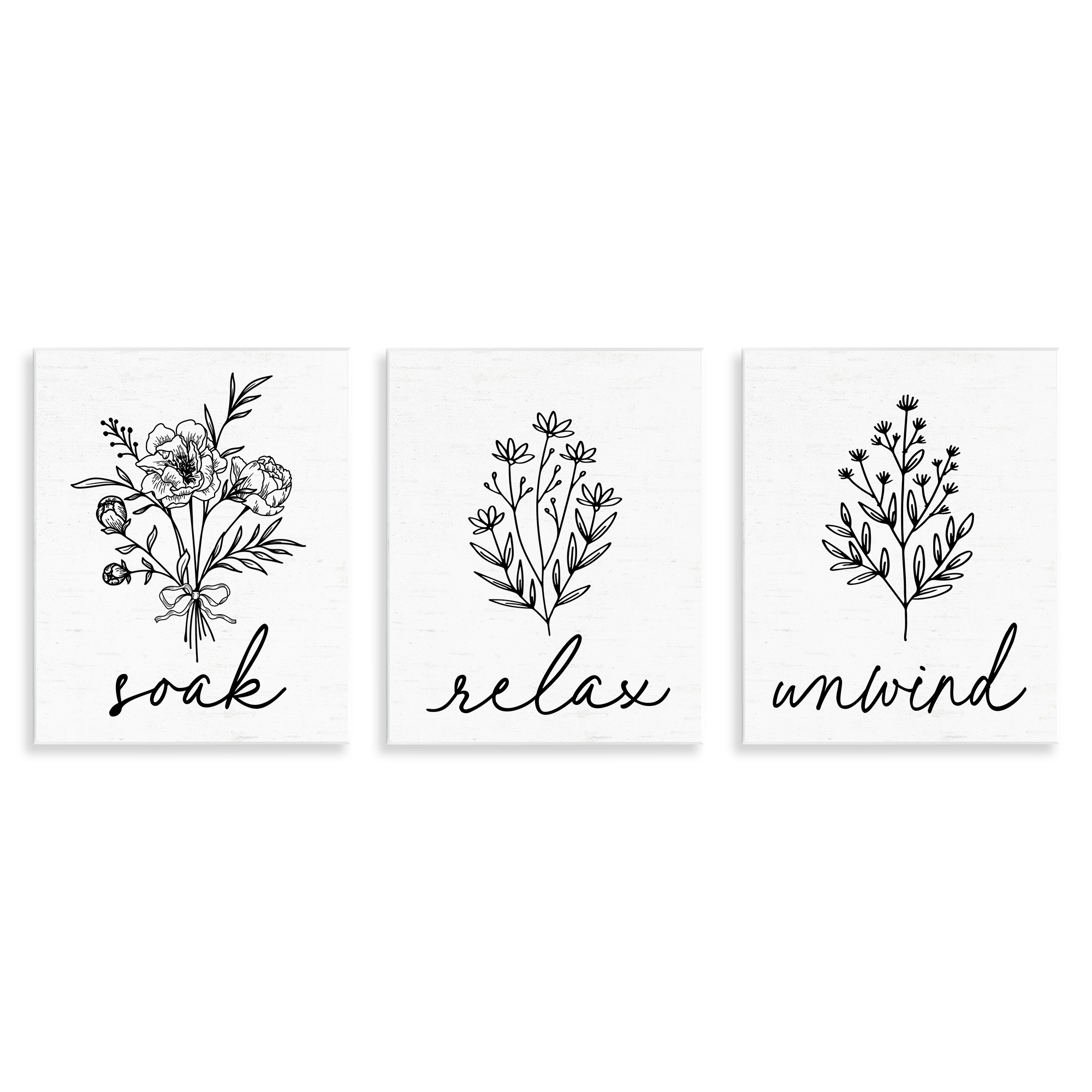 Bathroom Herbs for Relaxation 3 Piece Wall Plaque Art Set, design by Lettered and Lined