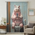 thumbnail image 1 of Bathroom Hippo Sheer Curtains 45 Inches Long, Toilet Animals Vintage Light Filering Curtains, Breathable Simi Curtain Privacy Drapes for Kitchen Bathroom Lightweight Small Window Treatment, 1 of 9