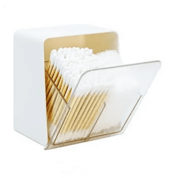 Bathroom Holder Canisters for Swabs and Balls, Vanity Countertop Storage Organizer (1 Pack)