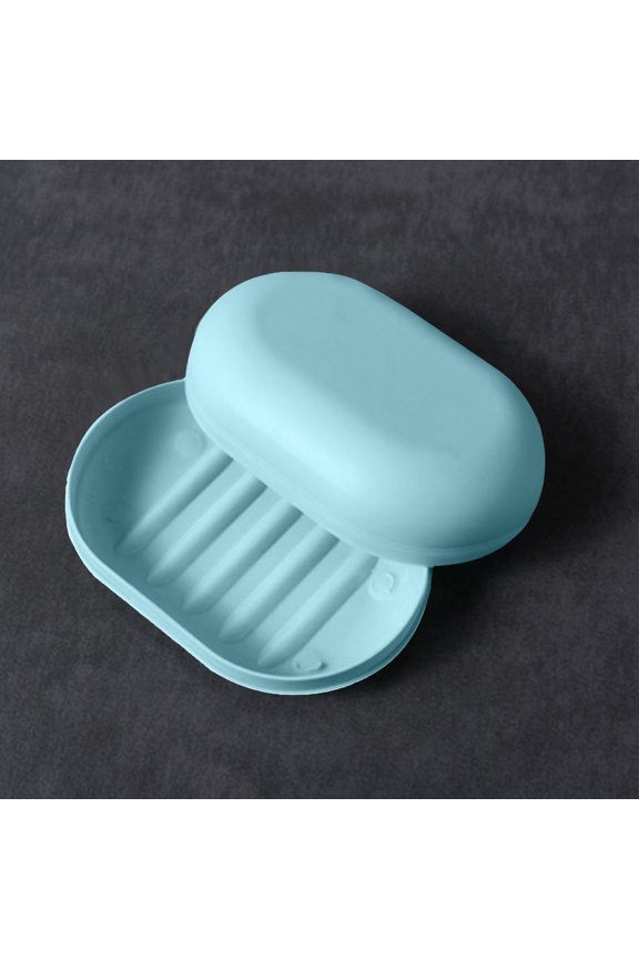 Bathroom Holder, Travel Container, 3.5X2.5 In, Plastic Case, Groove Drainage, Leak Resistant, Road Trips, Light Blue, 1 Pc, Storage with Lid