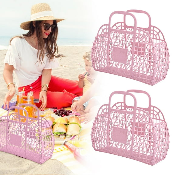 Bathroom Hollow Washing And Storage Basket 2Pc Home Textile Storage - 2 * Folding Basket, Plastic