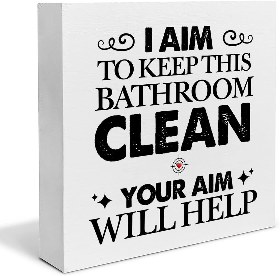 Bathroom Humor Wood Box Sign Art Desk Decor I Aim to Keep This Bathroom ...