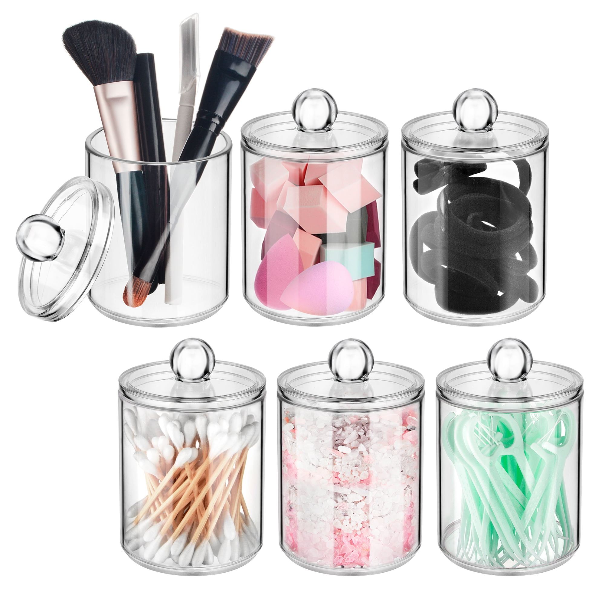 Bathroom Jars for Qtip, WeGuard 4 PACK Qtip Holder Storage Canister