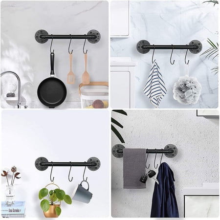 Bathroom, Kitchen, Entry Wall Storage Rack, Towel Rack, Wall Mounted Storage Rack 3 Hooks 304 Stainless Steel