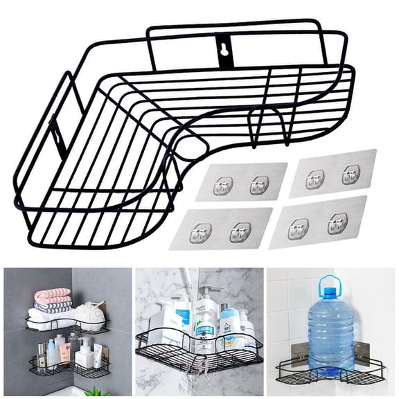 Bathroom Kitchen Shower Caddy Shelf Triangular Wall Corner Rack Organizer Holder Triangle Basket No Drilling, Design for Bathroom Bedroom Living Room and Kitchen 1 PC