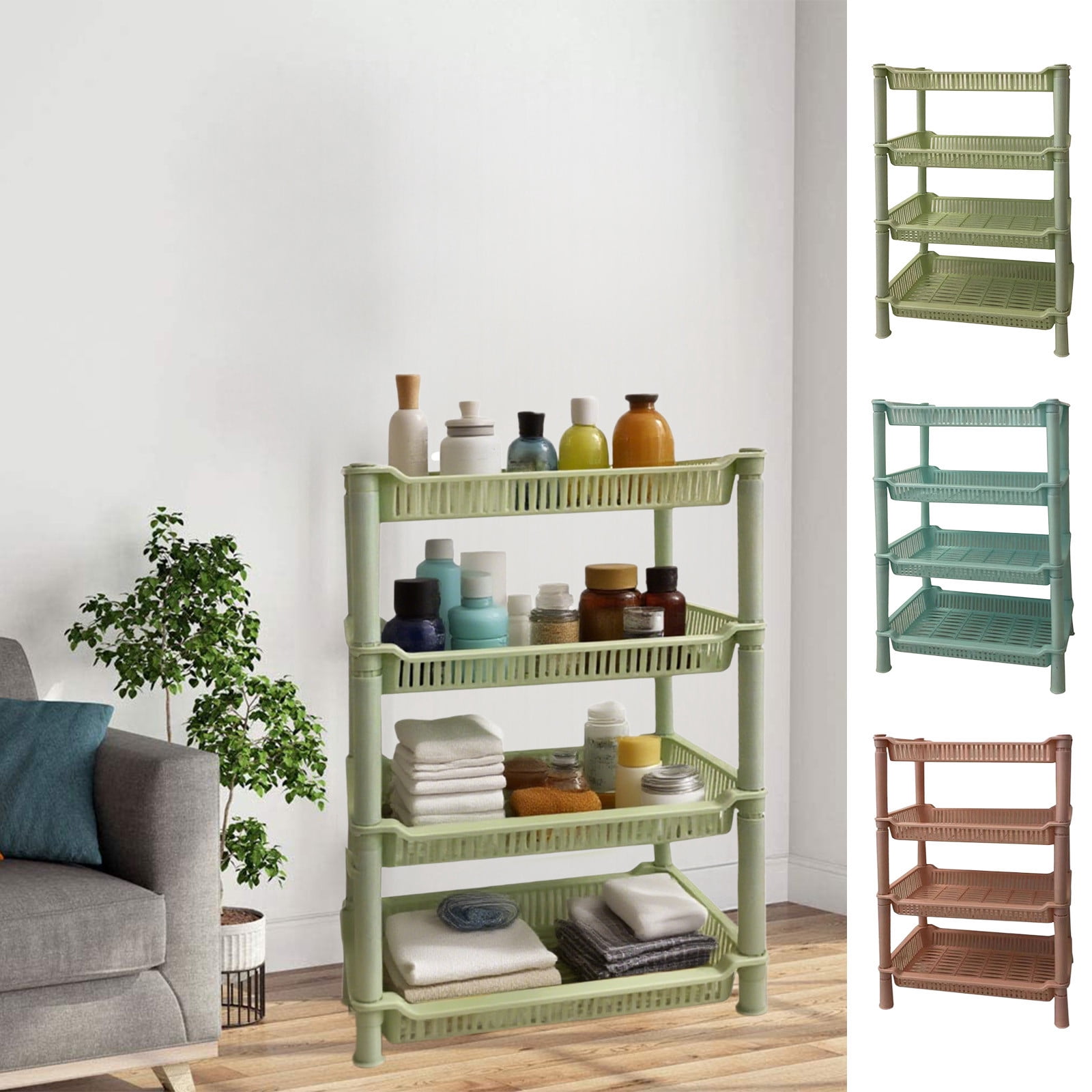 Bathroom Kitchen Storage Rack | 4 Layer Multi Tier Plastic Shelf ...