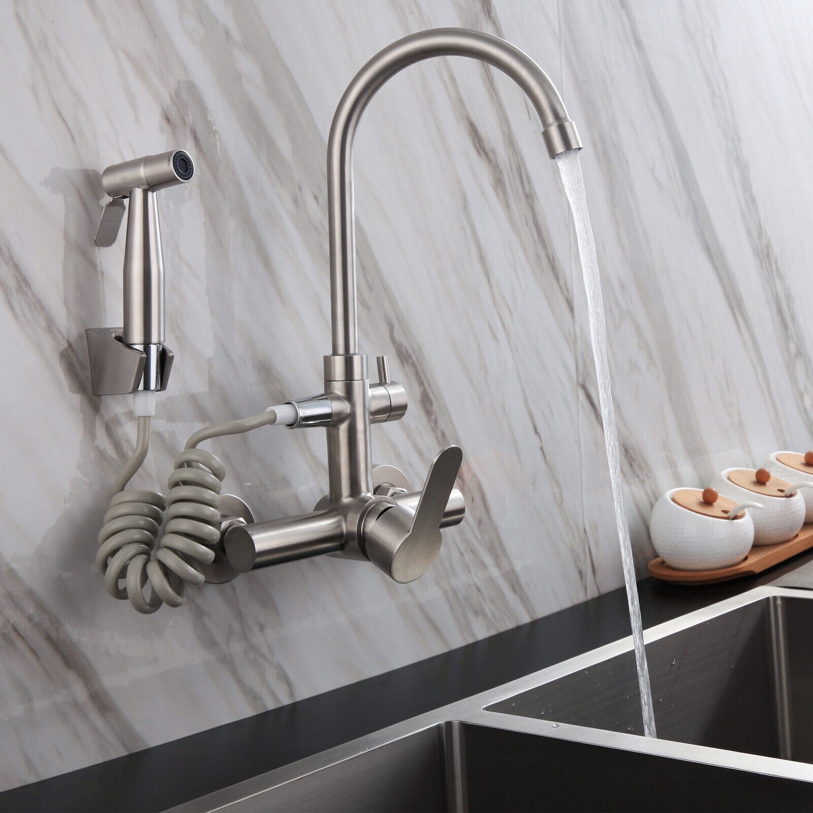 Bathroom Kitchen Tap Hot Cold Faucet Toilet Bidet Spray Douche Nozzle Wall Mixer