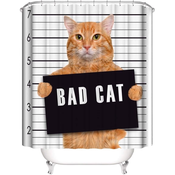 Bathroom Kitty Cat Design Shower Curtain 70" x 70" Standard Size