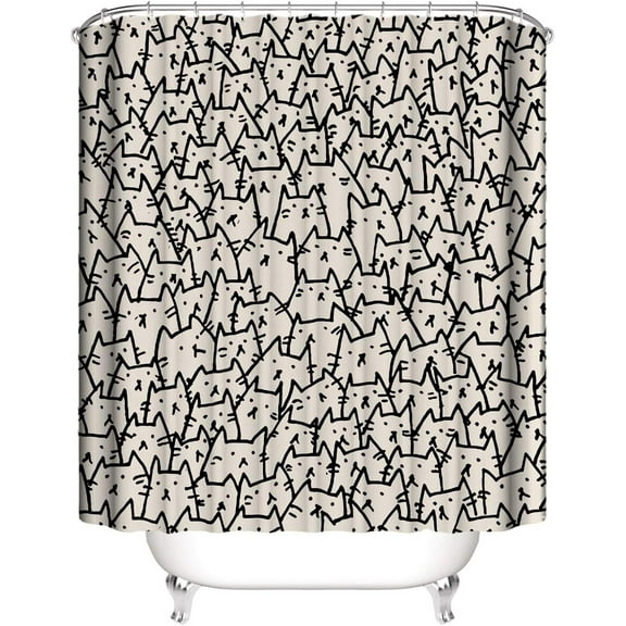 Bathroom Kitty Cat Design Shower Curtain 70" x 70" Standard Size