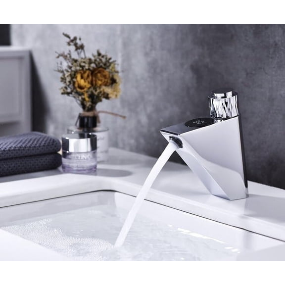 Bathroom LED Digital Display Basin Faucet Tap Water Power Basin Mixer Taps Brass Chrome Temperate Display Faucets Smart Mixer