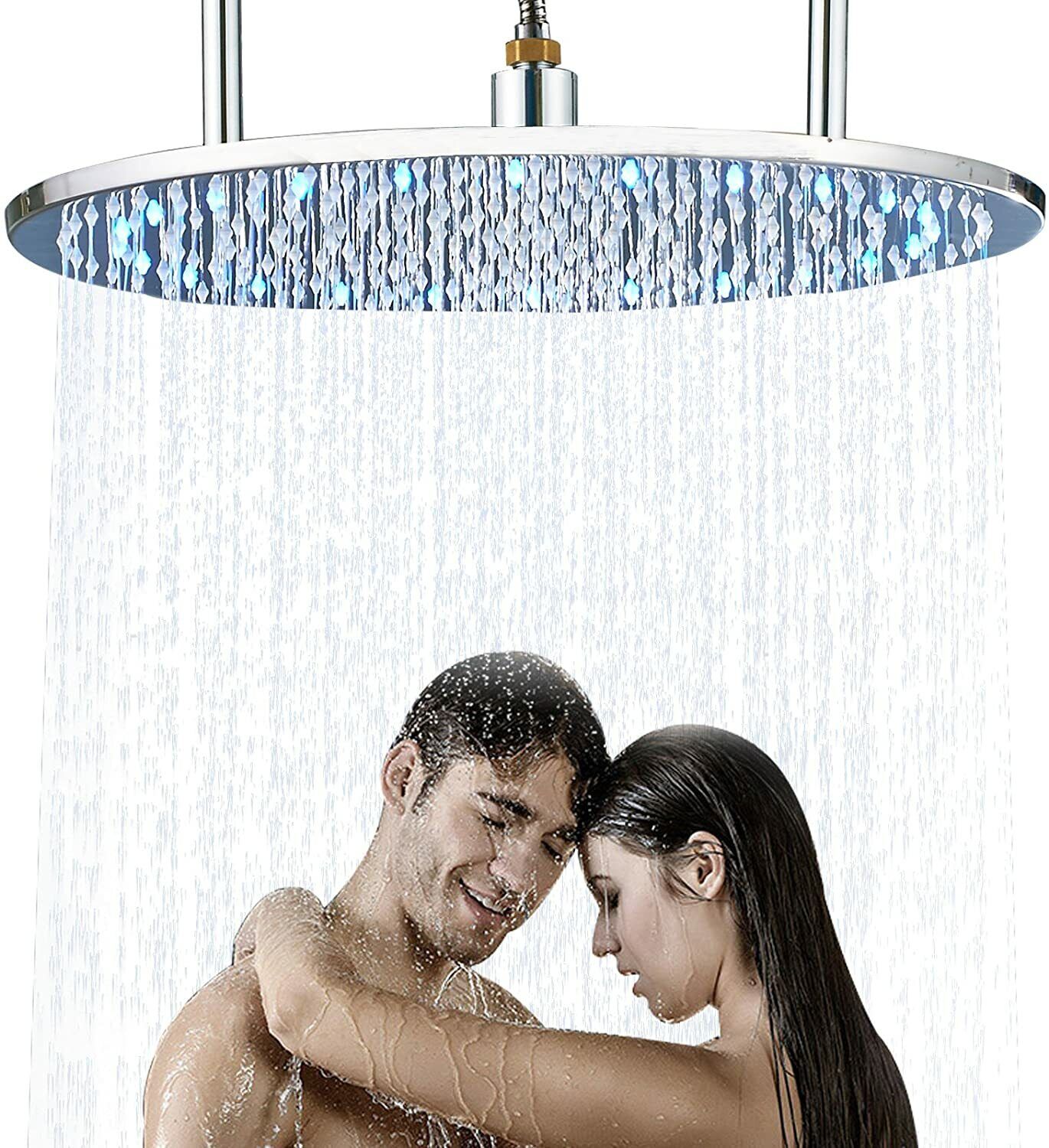 Bathroom LED Large Rain Shower Head High Pressure Without Shower Arm