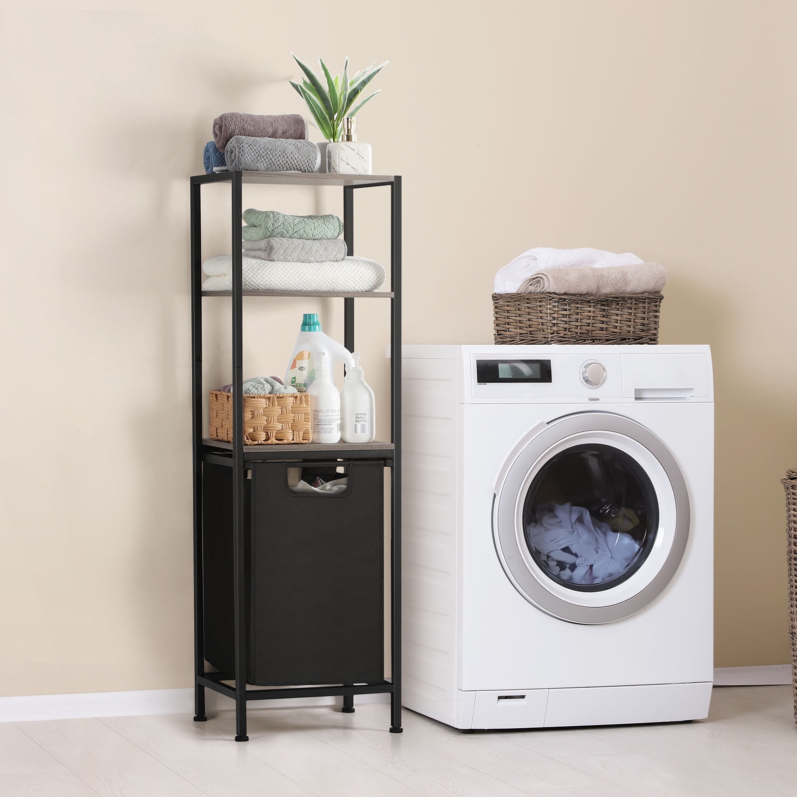 Bathroom Laundry Hamper with 3 Tier Shelves Laundry Basket Sorter