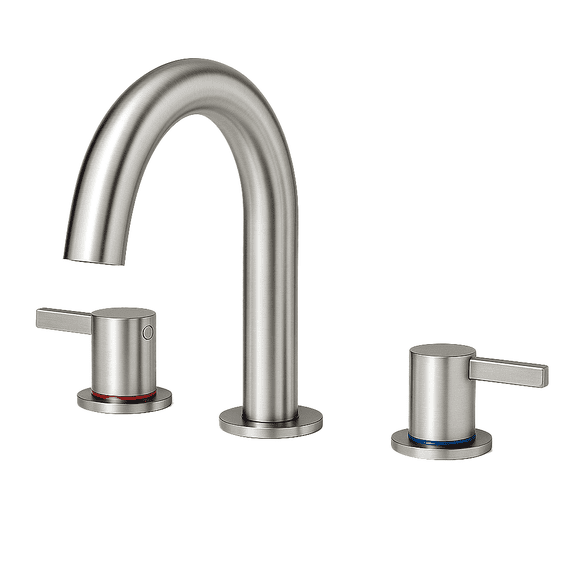 Bathroom Lavatory Faucet 8 Inch Widespread 2 Handle 3 Hole 360 Degree Spout Pop Up Drain Brushed Nickel Lead Free Stainless Steel